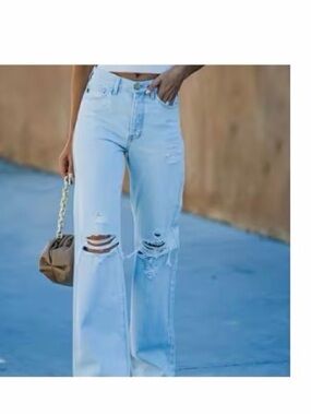 Distressed Wide Leg Jeans